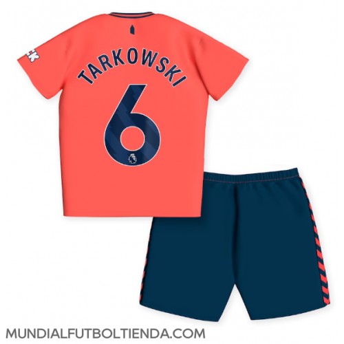 Camiseta Everton James Tarkowski #6 Segunda Equipación Replica 2023-24 para niños mangas cortas (+ Pantalones cortos)